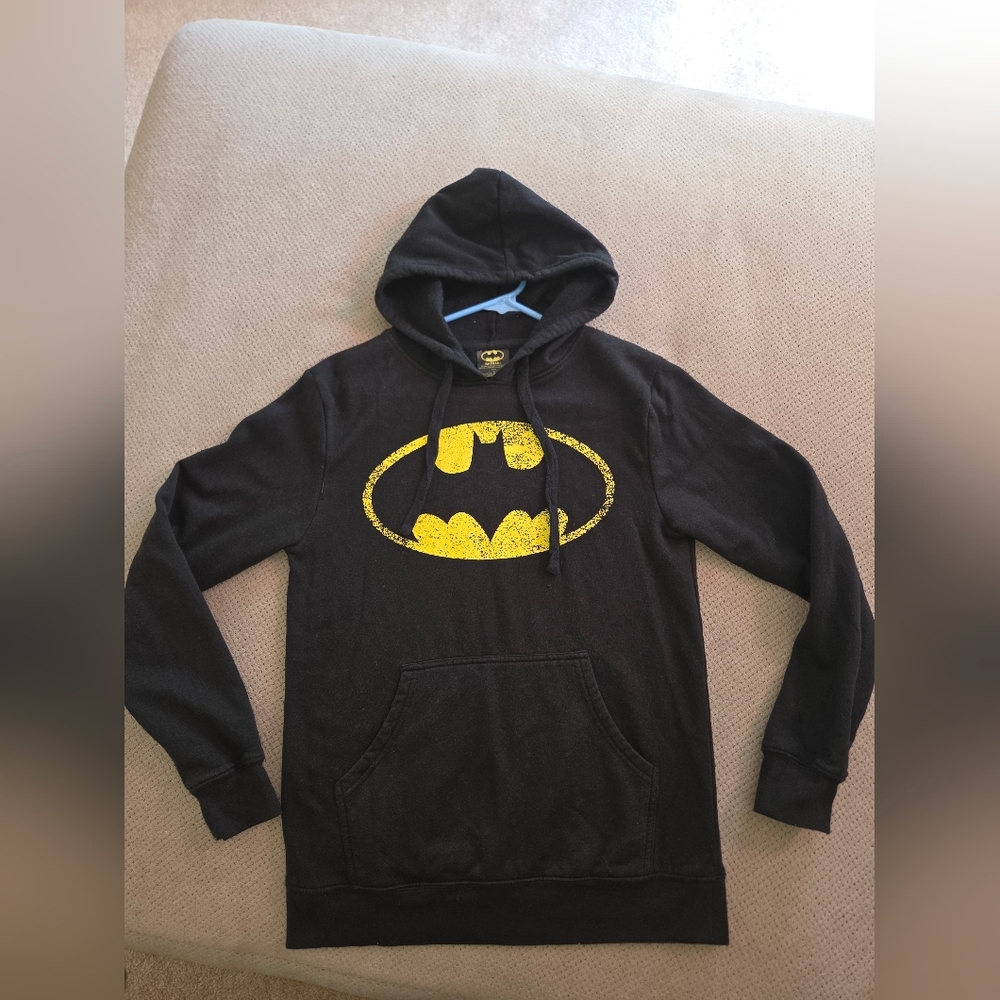 Batman DC superhero adult small black hoodie sweatshirt Preowned - Picture 2 of 8
